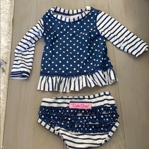 Ruffle Butt long sleeve two piece bathing suit